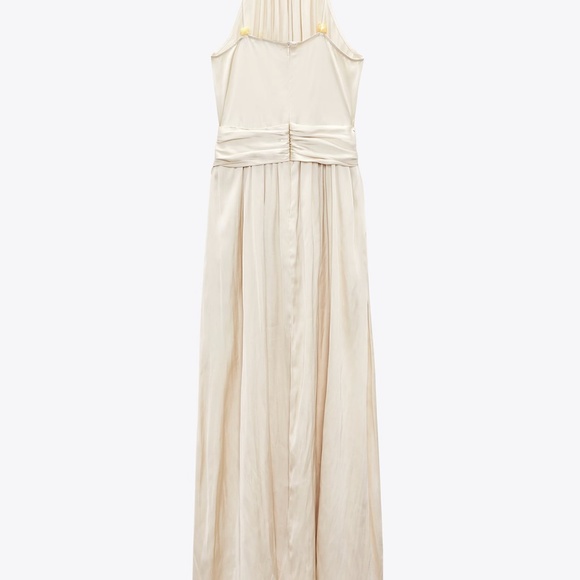 eye makeup with beige dress ASHLEYlauren 11986 Fully Beaded Fitted Gown with Slit